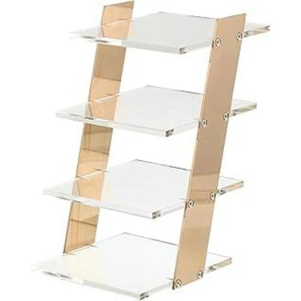 4-Layer Acrylic Sunglass Holder Gold Glitter Column Eyewear‎ Display Stand NEW